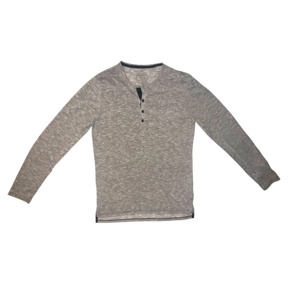 Brooklyn Calling Grey Heather Henley Long Sleeve Shirt Size Small